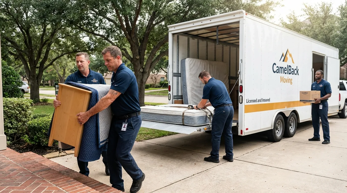 Crew loading residential truck for cross-state move from Bamberg, SC